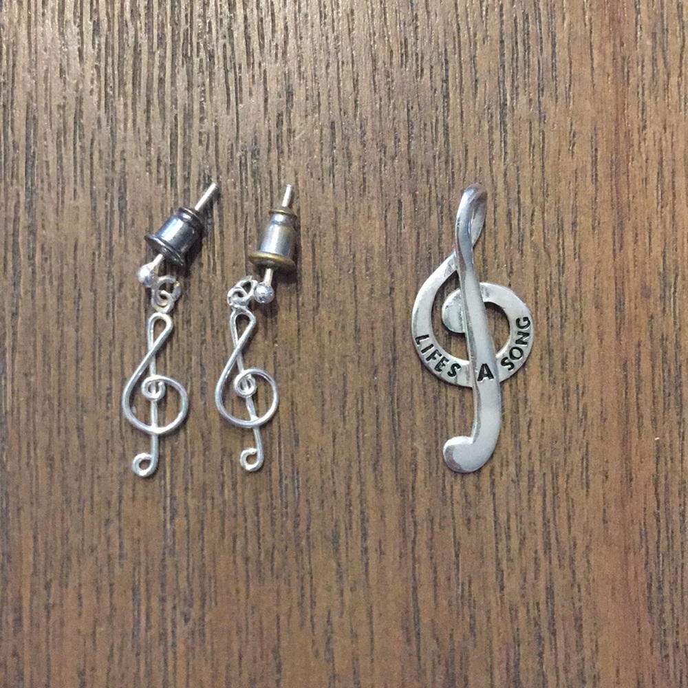 Musical earrings and pendant (sterling silver)